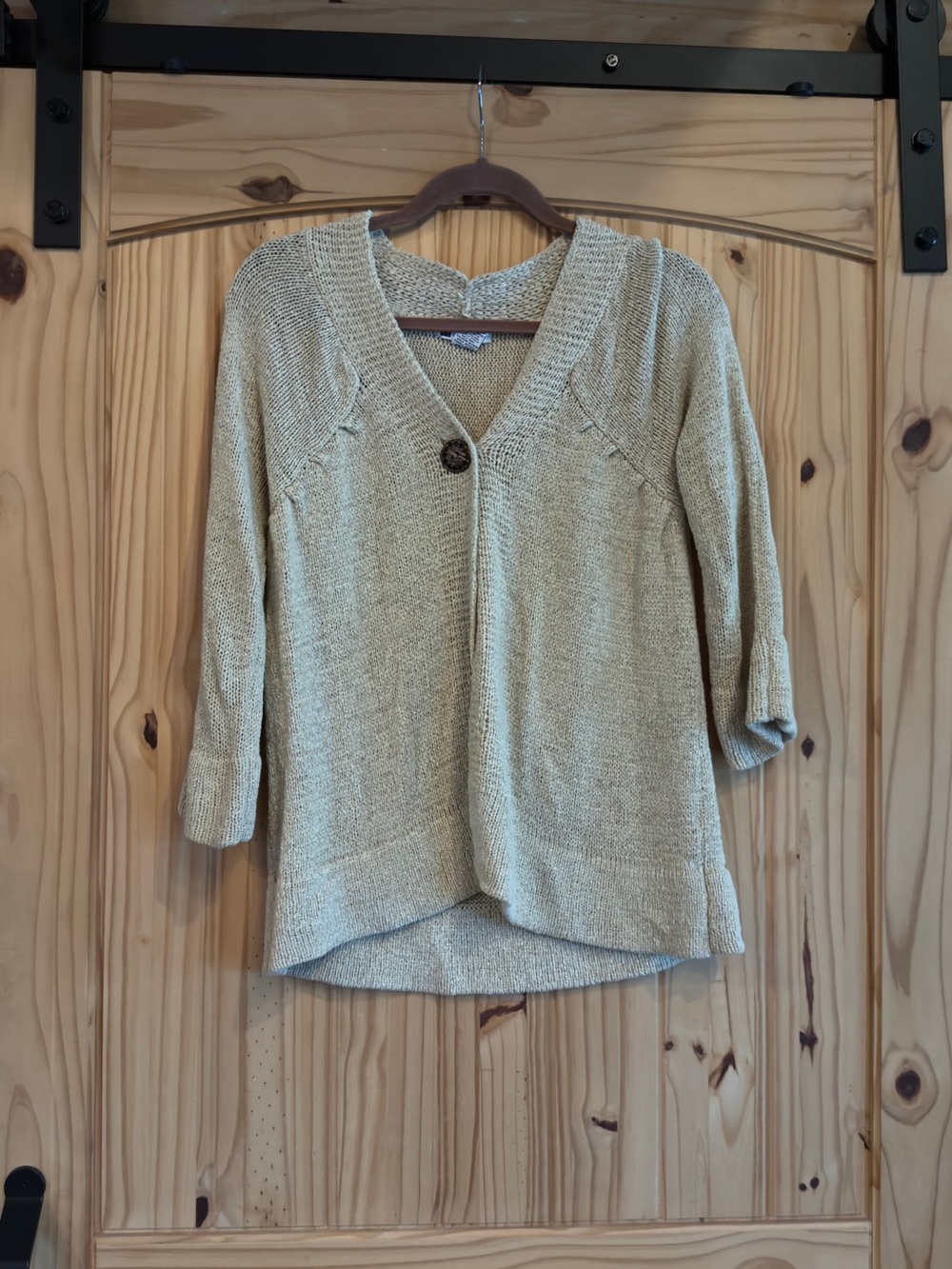 Cozy V-Neck Button Front Women's Sweater Cardigan- Cream